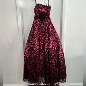 Boutique Red/Magenta Strapless Ballgown Dress for Prom/Homecoming/Wedding